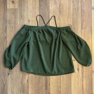 Army Green GB Girls Off-Shoulder Blouse - Large